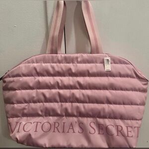 Victoria's Secret pink quilted duffle tote